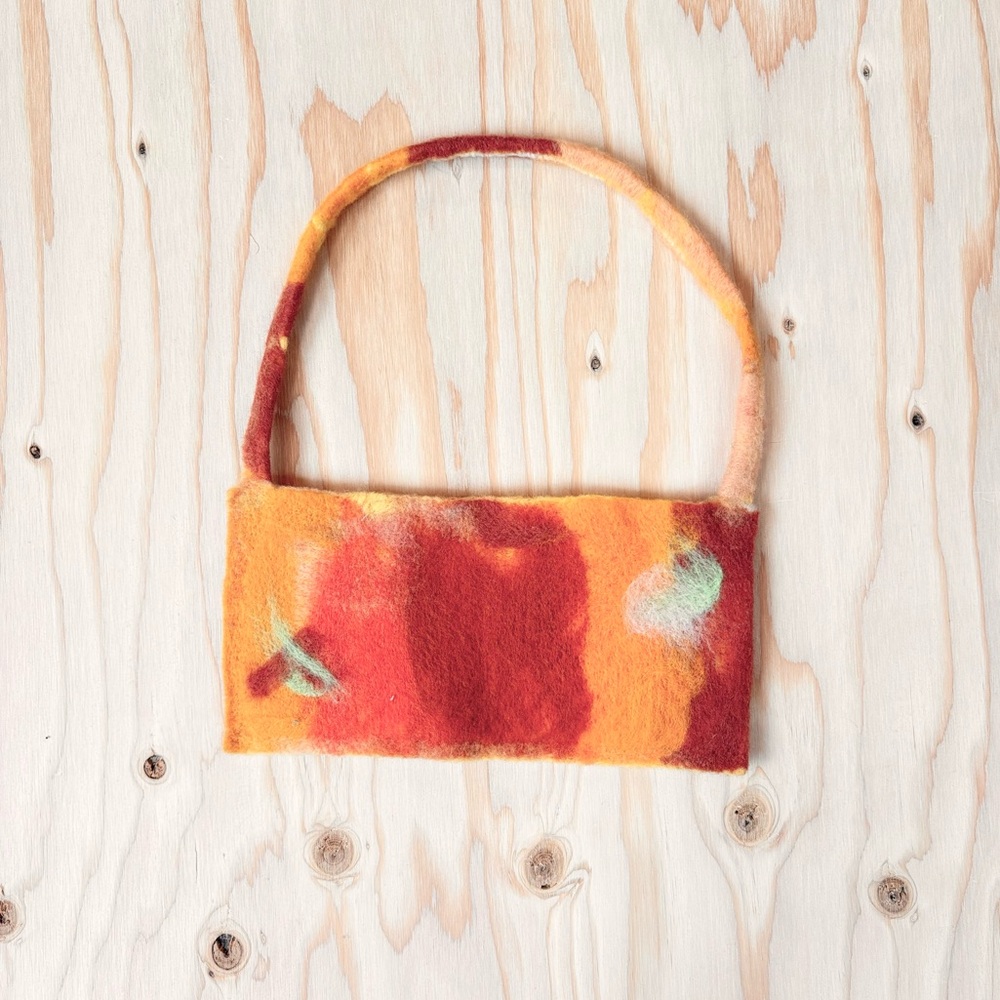 LA LANA felt purse - artist handmade colorful wool shoulder bag